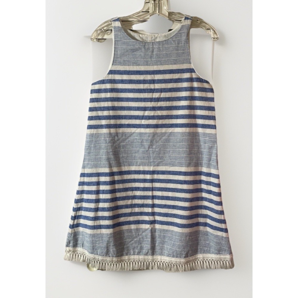 Vineyard Vines Martha's Vineyard Striped Fringe Linen Sleeveless Shift Dress Sz2